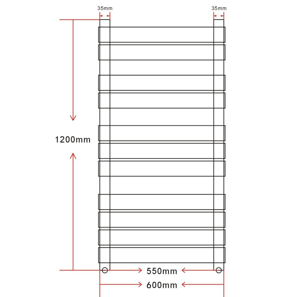 Bathroom Central Heating Towel Rail Radiator Straight 600 x 1200 mm